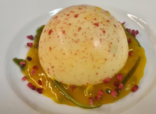 Mango mousse & passionfruit gel