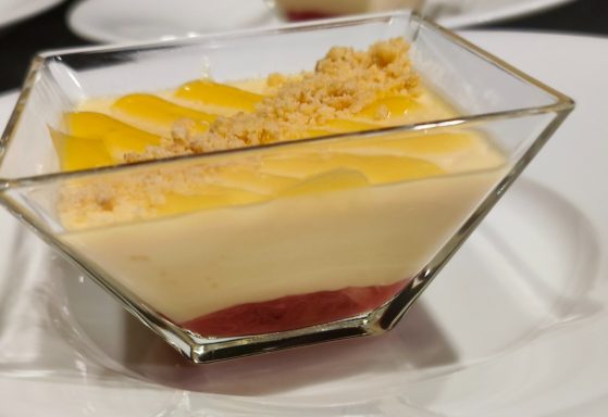 Rhubarb and custard pannacotta