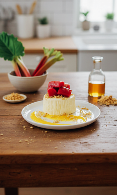 Rhubarb & custard pannacotta